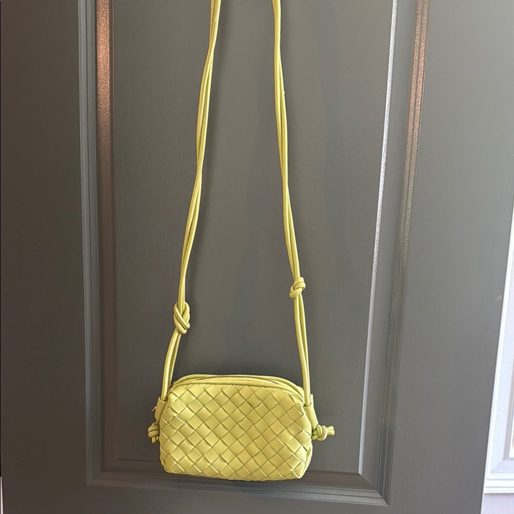 Yellow Woven Crossbody Bag